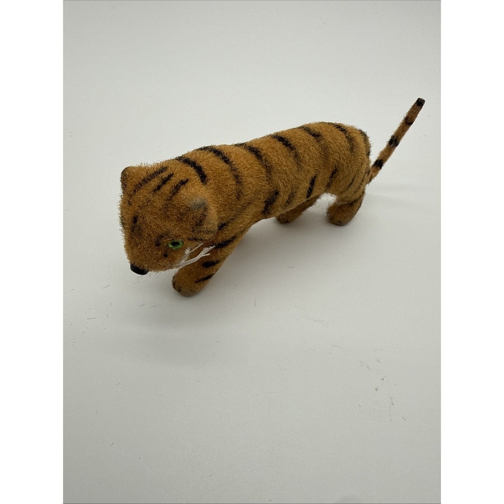Vintage Wagner Kunstlerschutz Handwork Flocked Green Eye Tiger West Germany